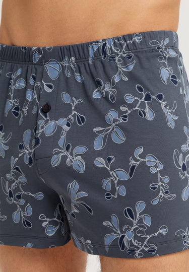 Cotton Sporty Cotton Boxers | Aqua Ink Leaves 73506-3025